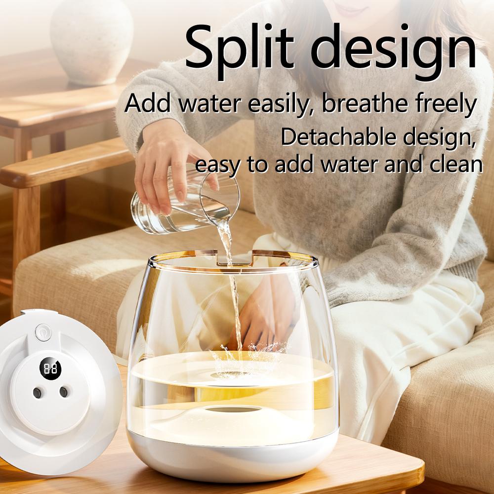 3-liter Dual Spray Humidifier with Silent Digital Display Humidity, Home Bedroom Colorful Atmosphere Light Aromatherapy Machine