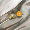 Asymmetrical Daisy & Bee Drip Oil Stud Earrings