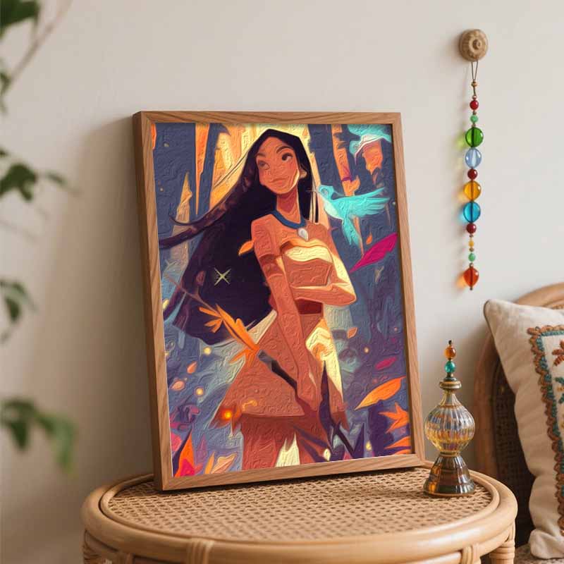Disney oil painting Pocahontas forest birds art handmade diy painting home decoration gift