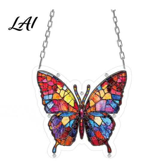 Colorful Glass Effect Suncatcher Acrylic Puzzle Butterfly for Window Stained Jigsaw Easy to Hang Ornament Window Hanging Decoration Indoor