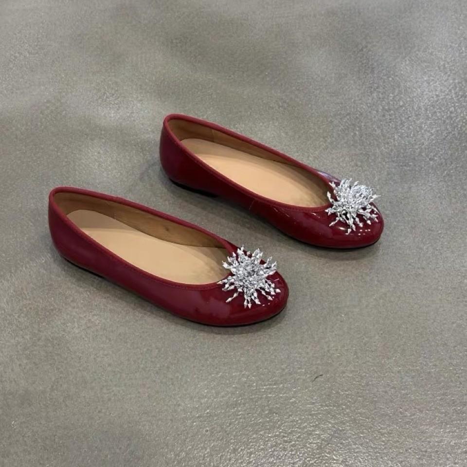 Schafsleder-Version~ Nischendesign Blume Mary Jane Einzelne Schuhe 2025 High-End vielseitig runde Zehen flache Ballerinas