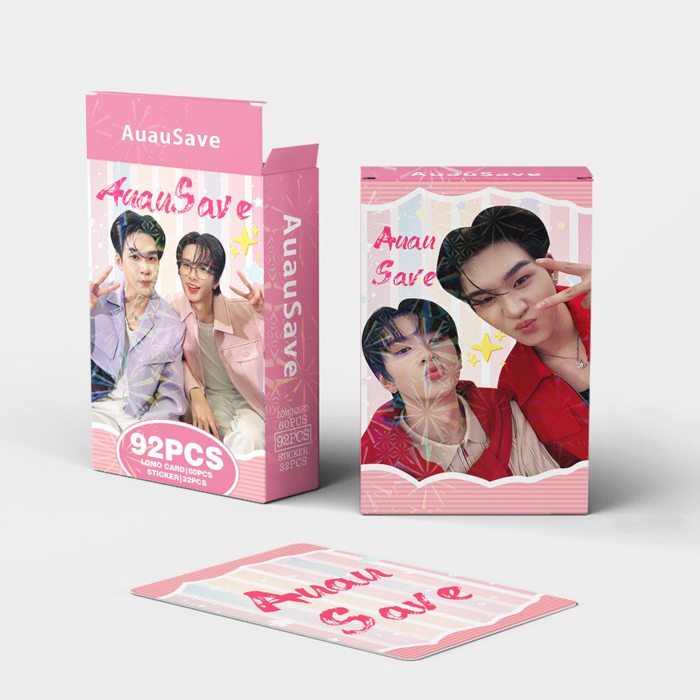 Set de 92 Cartes LOMO Star AuauSave de Thaïlande - Cartes Photo Holographiques CP Auau & Save de Drama avec Autocollants