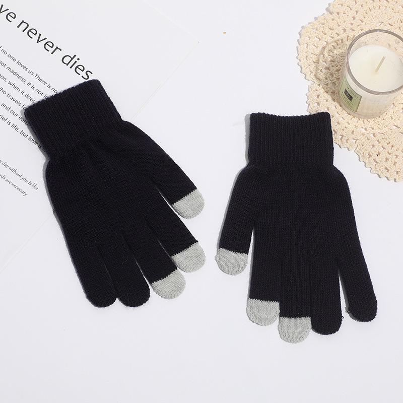 Solid Color Knit Touchscreen Gloves: Elastic & Warm, Perfect for Students - Ideal for Mobile Use In Autumn & Winter.