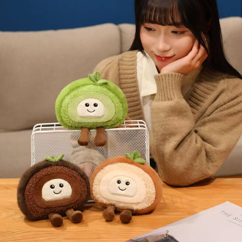 Latest Swiss Roll Cake Doll Kawaii Stuffed Plush Toy Handmade Doll Cartoon Anime Cute Children's Birthday Gift Fun Doll