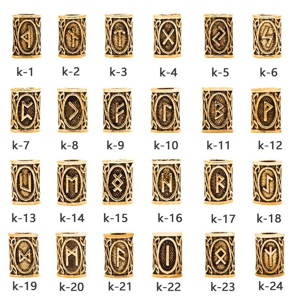24pcs/lot DIY Hair Braid Beard TIWAZ TYR Sol Rune Dreadlock Beads  Fit Beards or Hair