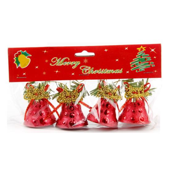 Yousheng Christmas Bell Ornament with Red Ribbon Bow, Small Jingle Bell Christmas Tree Hanging Decoration for Tree, Garland, Wreath, Craft Decor C