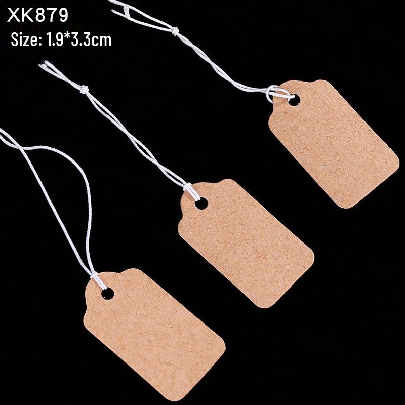 Kraft Hanging Price Tags with Elastic Cord - 100 Pieces for DIY Jewelry Ornaments
