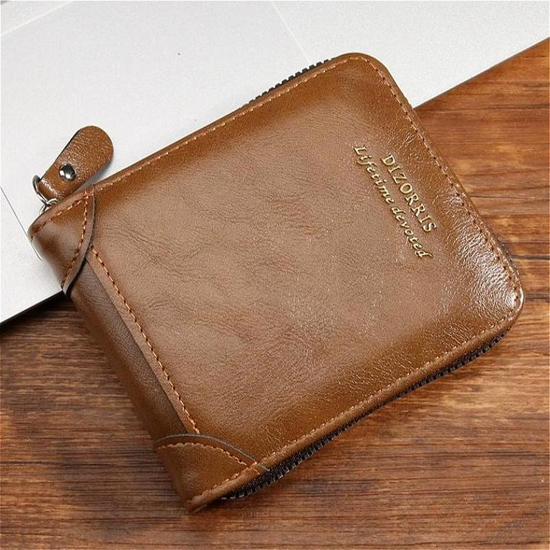 Retro Herren Leder Geldbörse Luxus Herren Tasche Männlich 3 Faltig Reißverschluss Geldklammer Kartenhalter mit Münzfach Rfid Geldbörsen Geschenke für Männer Geldbeutel