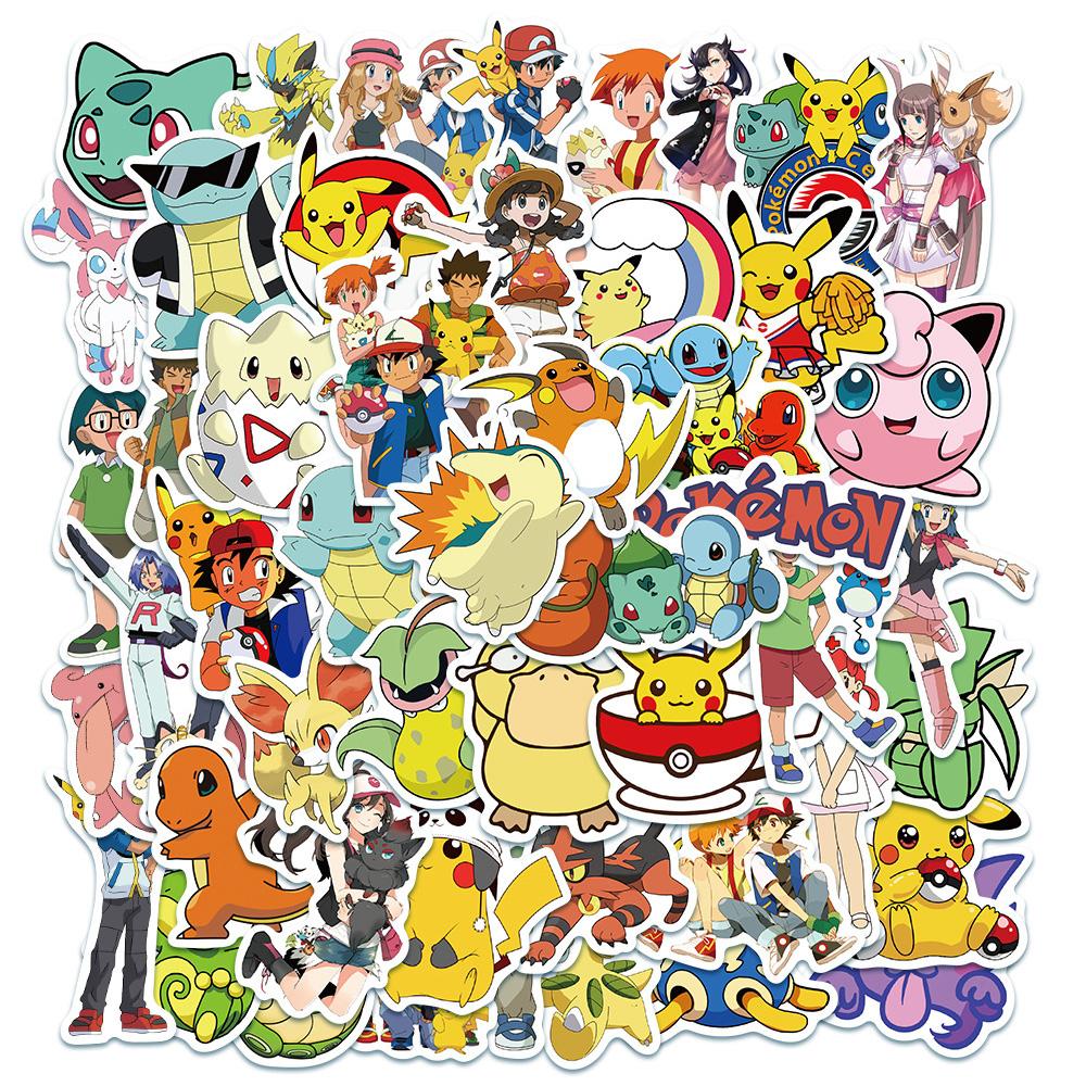 10/30/50pcs Kawaii Cartoon  Stickers Cute Anime Pikachu Sticker Water Bottle Suitcase Phone Diary Graffiti Decals Packing