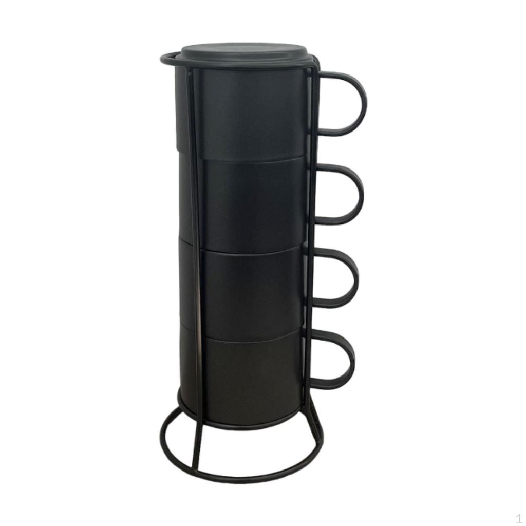 Compact Stacking Mugs Set for Coffee And Tea, 100ml Capacity, Ideal Home Cafe