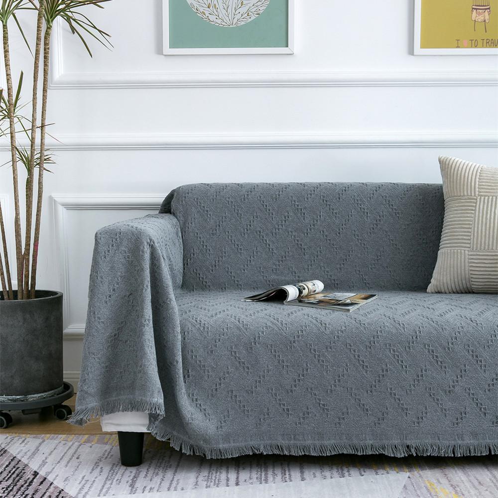 Simple and Suitable for All Seasons, Herringbone Grid, Lazy Sofa Towel, Outdoor Camping Blanket, Sofa Mat, Tablecloth