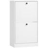Shoe Cabinet With 2 Flip Drawers Adjustable Shelves For Hallways And Small Spaces 47x26x85 Cm White Veined