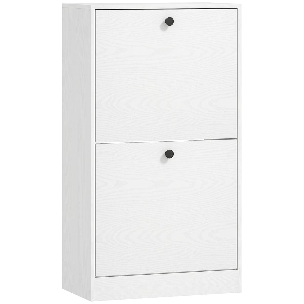 Shoe Cabinet With 2 Flip Drawers Adjustable Shelves For Hallways And Small Spaces 47x26x85 Cm White Veined