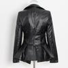 Chic Spring 2026 Women's Leather Jacket - Stylish Waist-Cinched Slim Fit in Solid Color