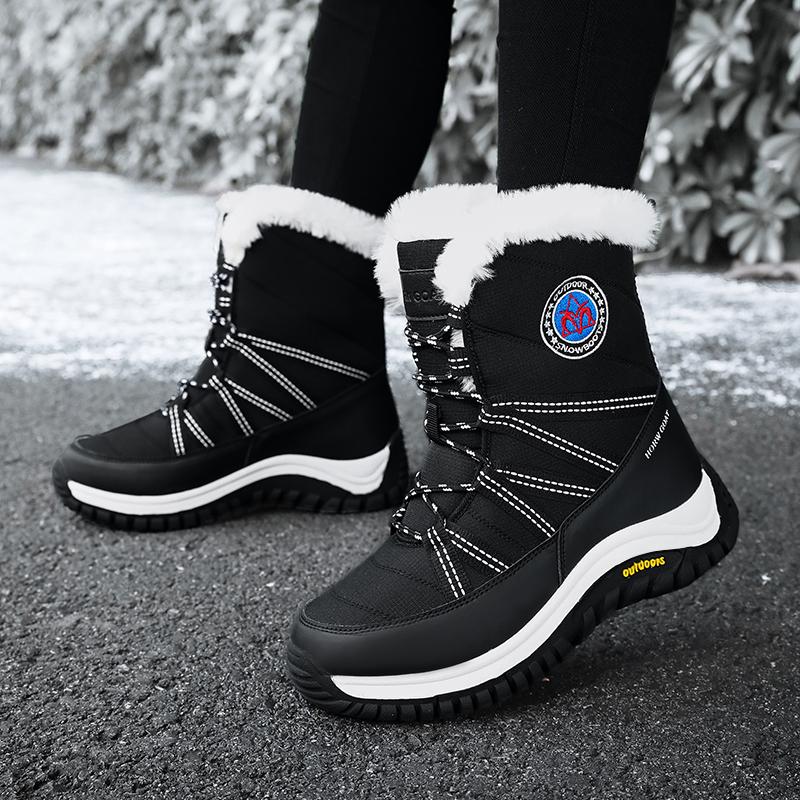 High Quality Winter Women Boots Warm Snow Boots Plush Lace-up Non Slip Comfortable Ankle Boots Outdoor Waterproof Hiking Boots