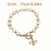 1pc Imitation Pearl Bracelet, Ladies' Fashionable and Simple Little Bee Pendant Bracelet