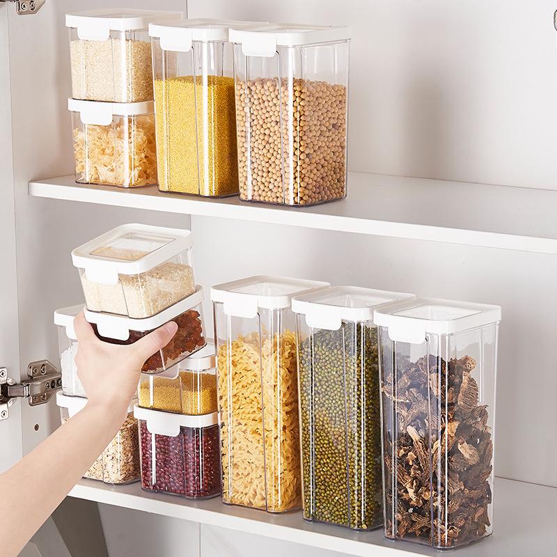 Transparent Airtight Food Storage Jar for Grains & Cereals - Sealed Fresh-Keeping Container with Lid