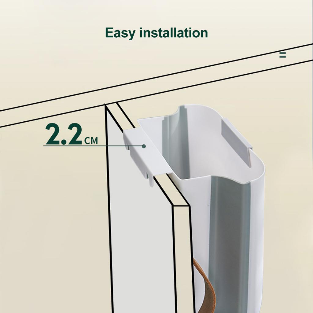 13L Wall Mounted Kitchen Trash Can Foldable Hanging Waste Bin for Cabinet & Bathroom