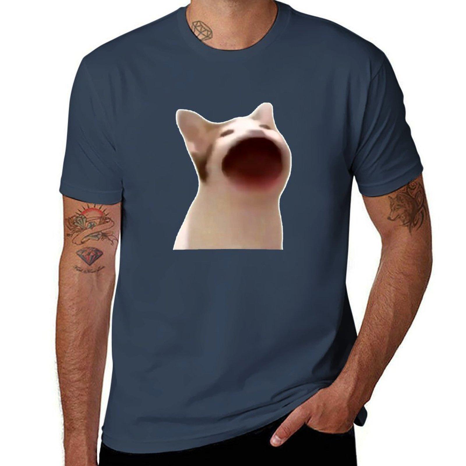 popping cat TShirt Durable Work Wear TShirt S