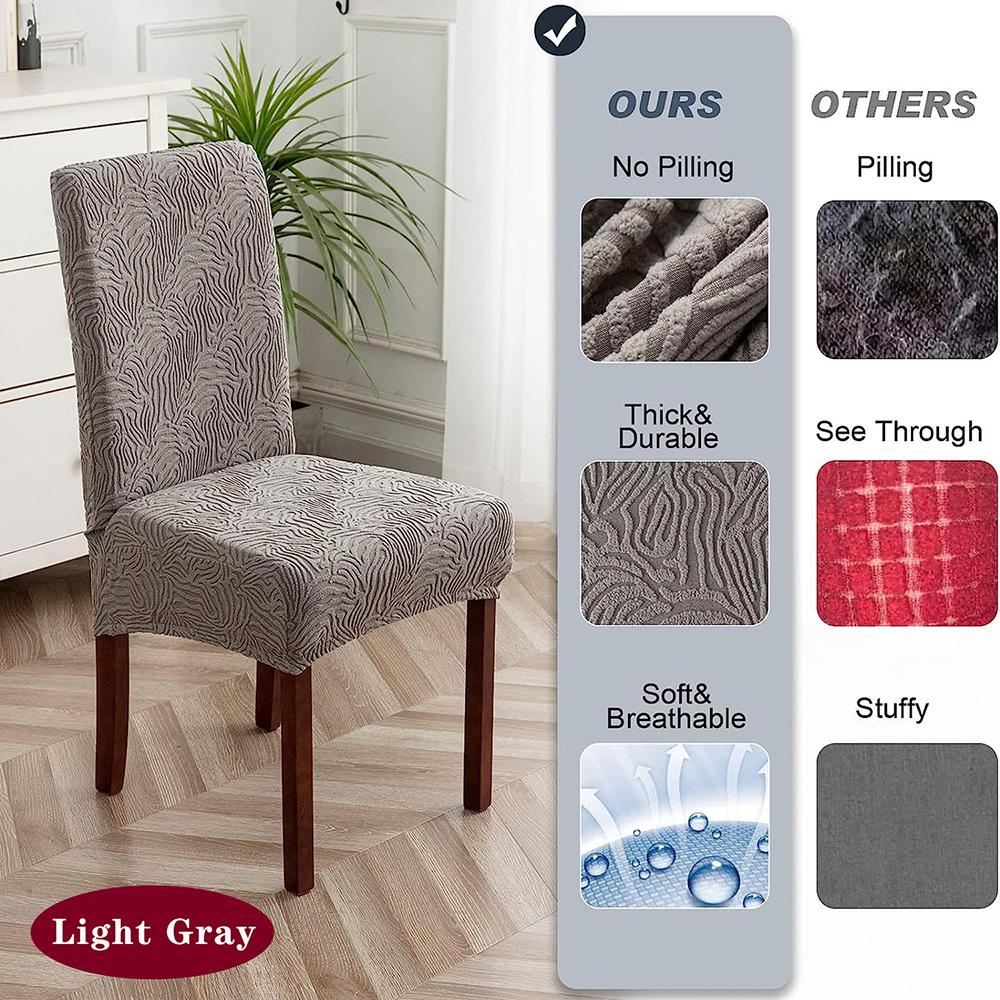 1/2/4/6PCS Elastic Chair Cover Luxury Jacquard Chair Seat Slipcover For Kitchen Wedding Banquet Washable Removable Protector