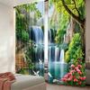 Panoramic Waterfall Forest Curtains Living Room Bedroom Bay Window Natural Decor Waterproof Made Of Polyester Machine Washable Sitting