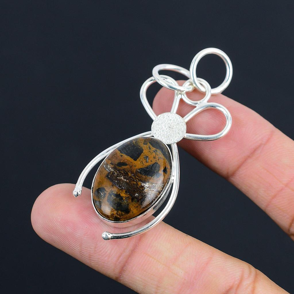 Sisters Day Deal Natural Golden Pietersite Sterling Silver Wife Pendant Jewelry