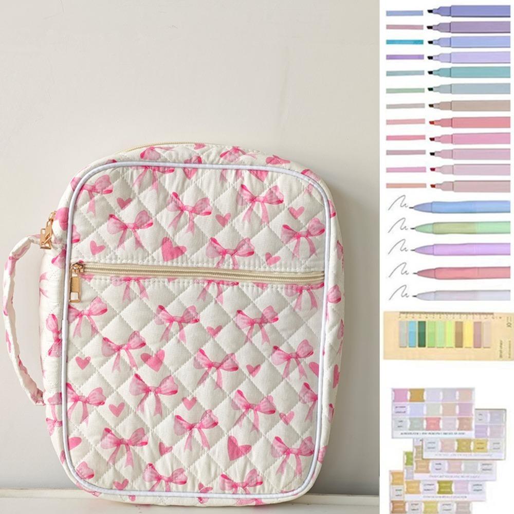 

Quilted Bible Cover Case for Women with Pen Stickers Large Bible Case Zipper Pocket Protective Bible Carrying Case without Accessories