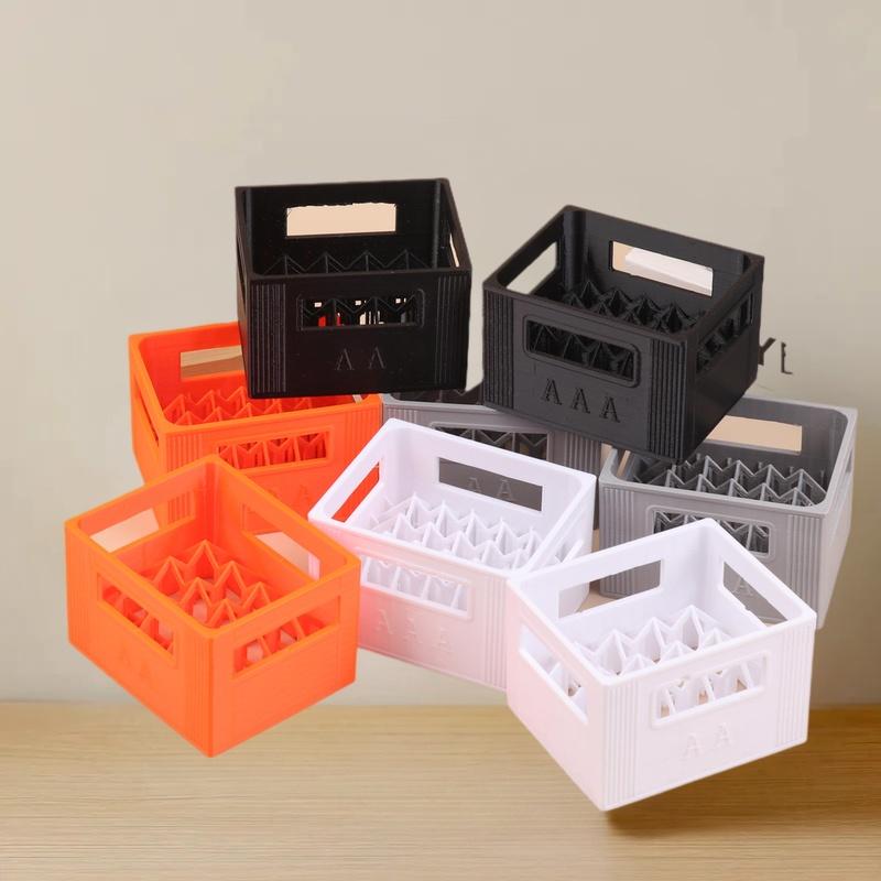 {Summer2} 3D Printed Mini Beer Crate Style Battery Storage Case AA/AAA Batteries Stackable Basket Home Office Decor Ornament