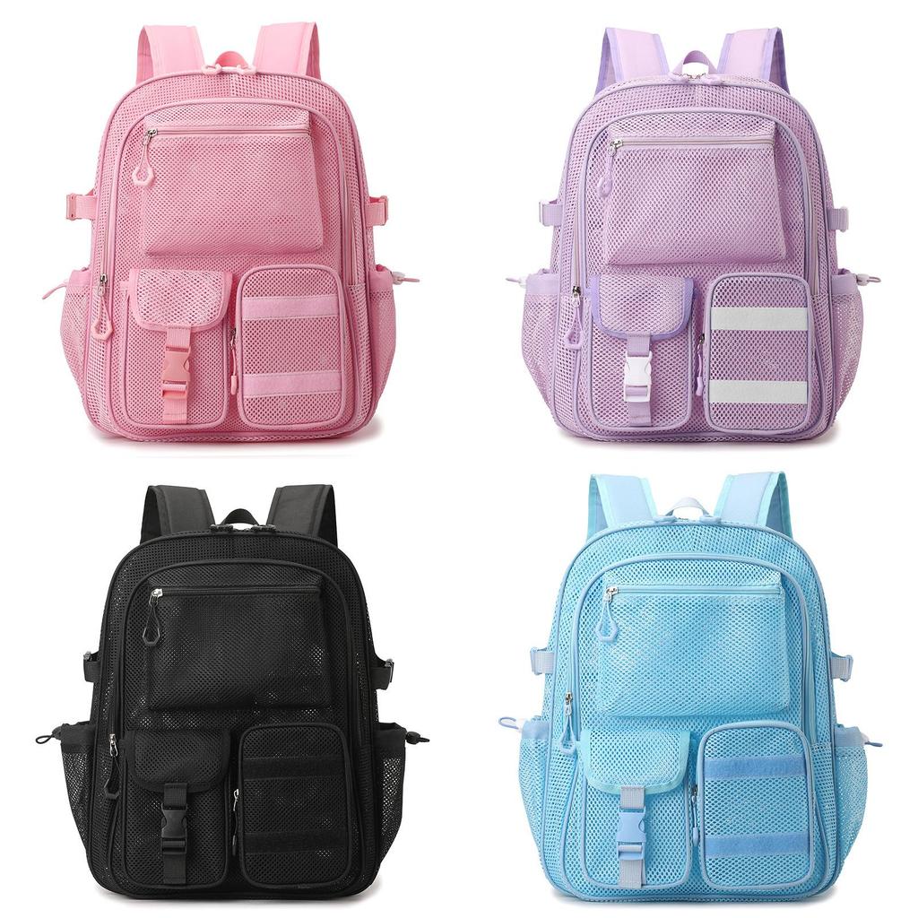 Polyester Breathable Hollow Out Dual Pocket Backpack For Travel And School Use
