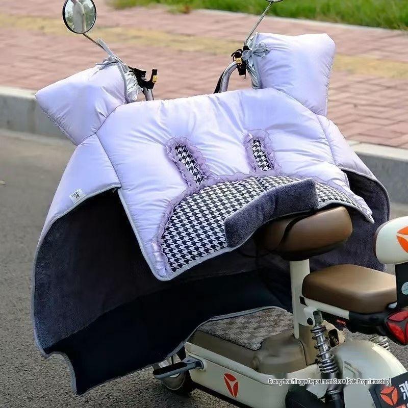 Thickened Windproof Electric Motorcycle Windshield Cover - Waterproof, Fleece-Lined for All Seasons
