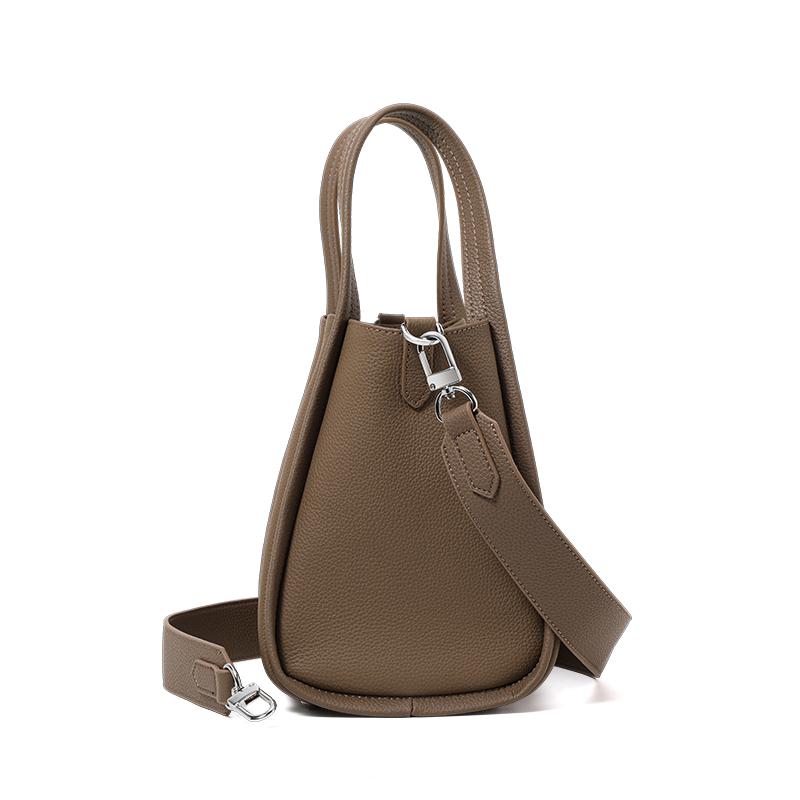 Cowhide Medium Vegetable Basket Bucket  Women's Large-Capacity Clothing Genuine Leather Satchel  Shoulder Crossbody Bag
