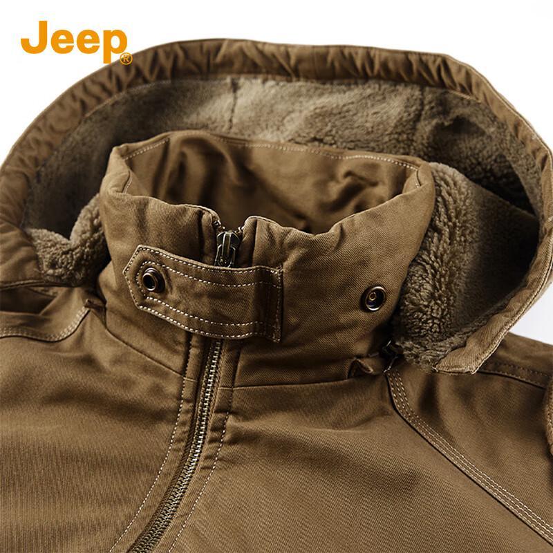 JEEP Men's Detachable Hooded Fleece Lined Cotton Jacket