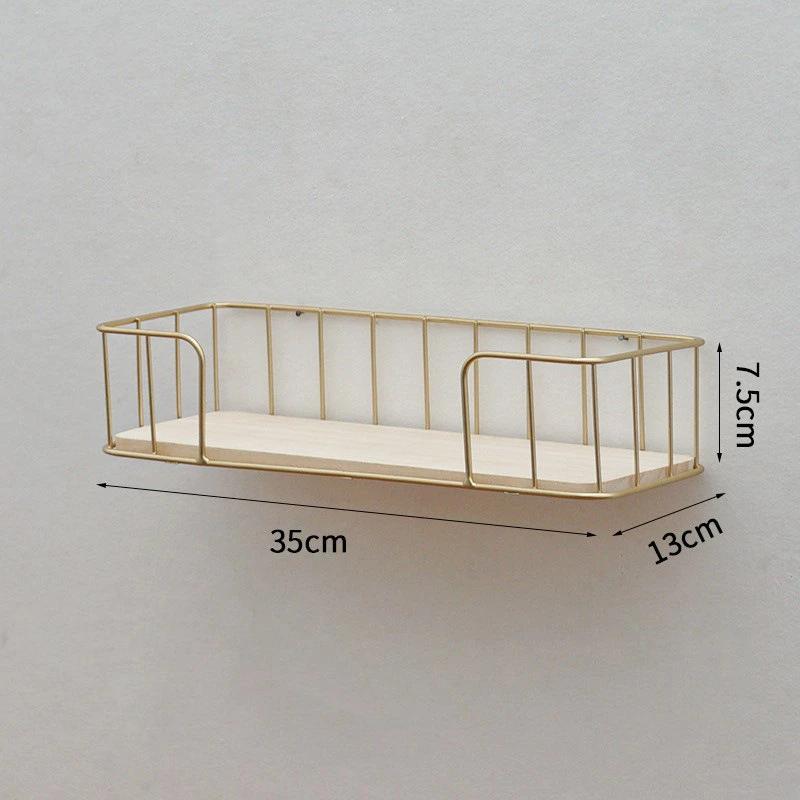 Wall Mounted Wooden Storage Shelf No Drill Hanging Basket Organizer Living Room Bedroom Home Wall Decoration And Storage Frame