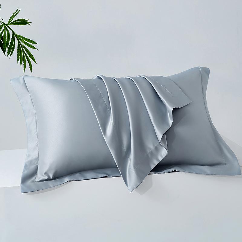 

2025 new summer solid color ice silk pillowcase cool pillowcase washed silk student dormitory home pillowcase pair 48x74cm 2pcs срібло сірий колір