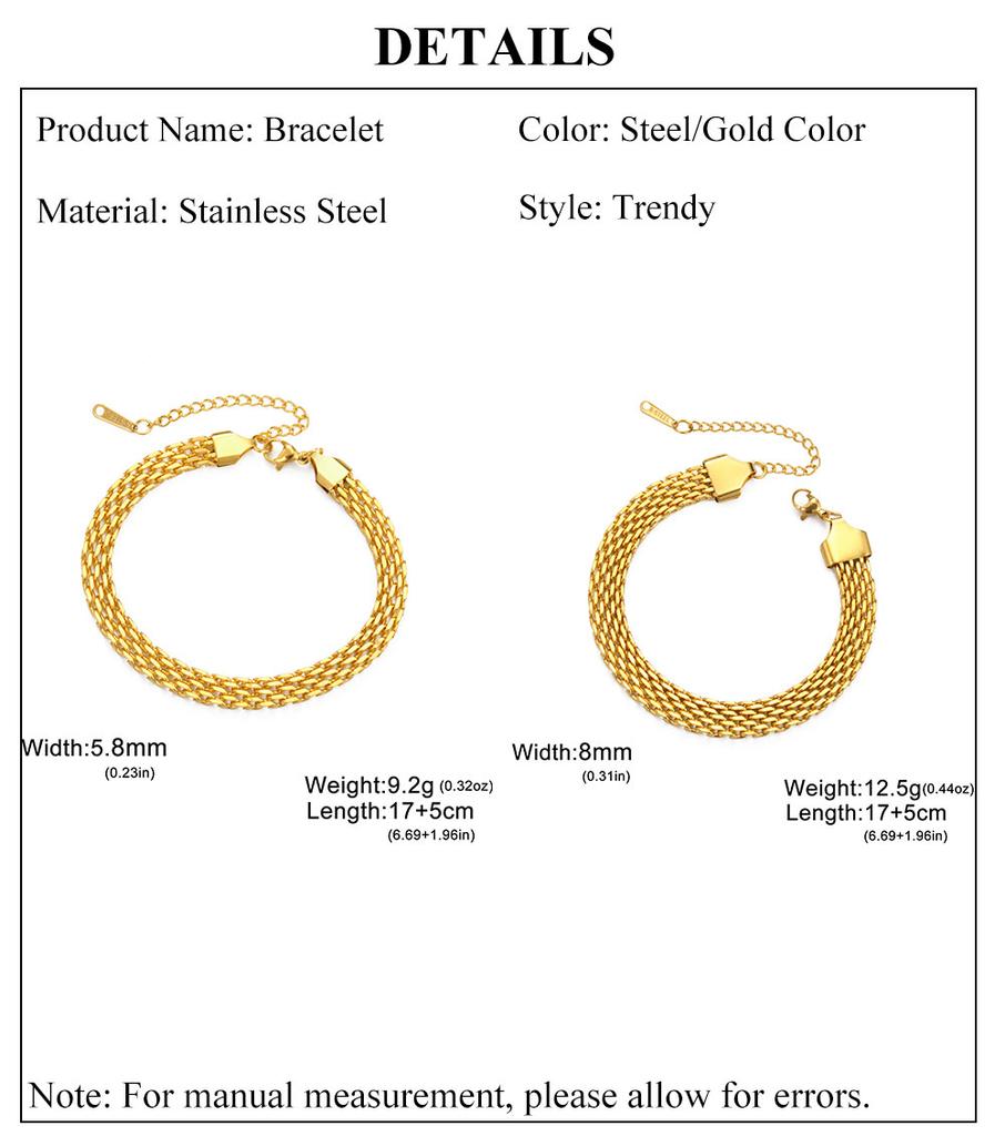 Cazador Trendy Mesh Chain Women's Bracelet Stainless Steel Gold Plated Waterproof Bracelets Party Birthday Gifts Wholesale New