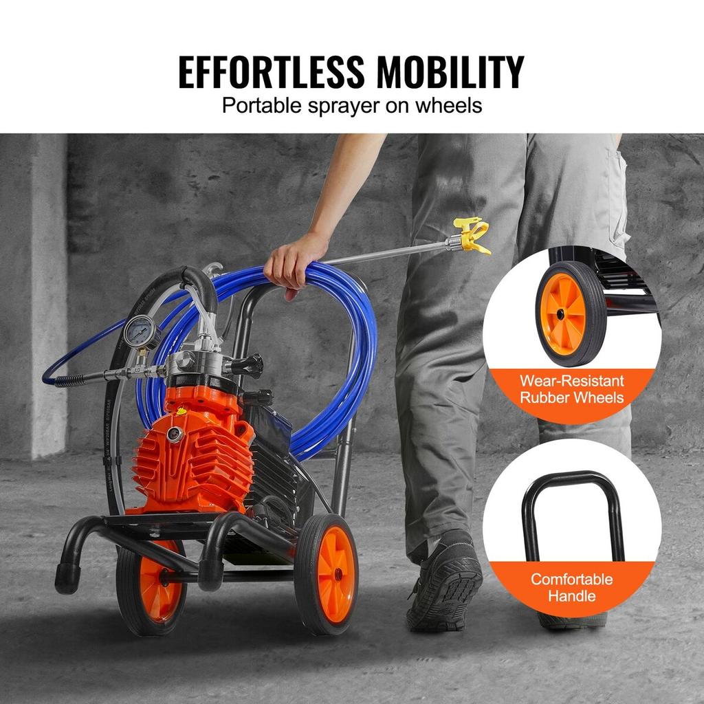 Cart Airless Paint Sprayer Diaphragm Paint Airless Sprayer 900W Electric