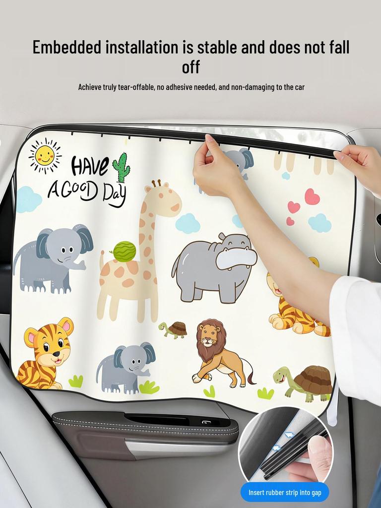 Car Sunshade Track Window Curtain - Interior Sun Protection & Privacy Blackout for Baby Stroller Side Windows