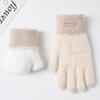 Fashion Thickened Furry Gloves Solid Color Cold-proof All Finger Mittens Warm Windproof Knitted Gloves Men Women
