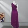 2023 Spring/Summer Purple Sleeveless Irregular Pleated Evening Dress