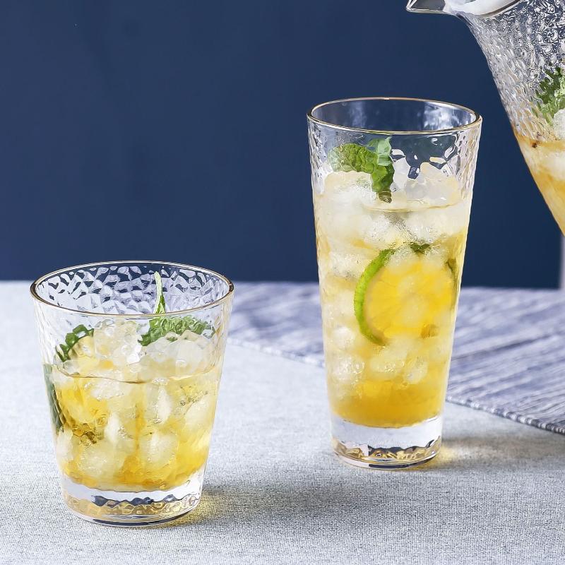 1 Pcs of Creative Glass Hammer Patterned Cups Beer and Juice Cups Transparent Beverage Cups High Appearance Level Beer Tea Cups