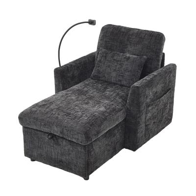 Multifunctional Reclining Sofa Chair, Leisure Chair with Phone Holder, Velvet Single Chair, Suitable for Living Room, Bedroom and Small Apartment.