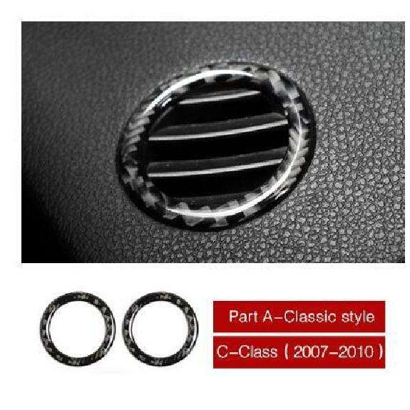 Pair Glossy Carbon Fiber Car Front Air Condition Outlet Sticker For Benz C W204