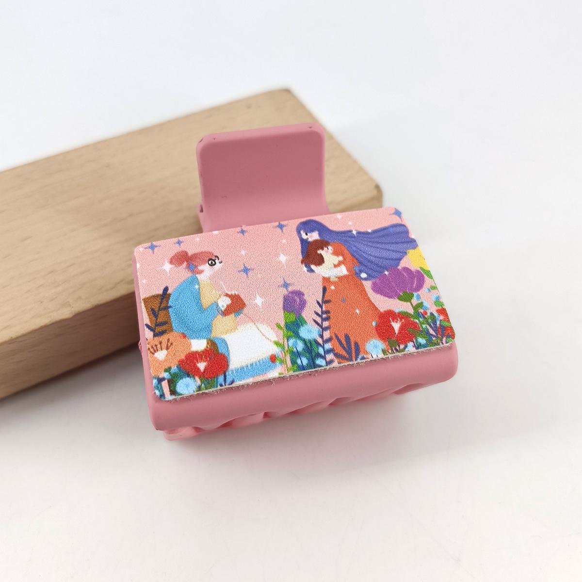 

Модная серия ко Дню матери Зажим-акула из ПУ кожи Теплый и уютный Розовый цветок Зажим для волос для высокого хвоста Женский головной убор