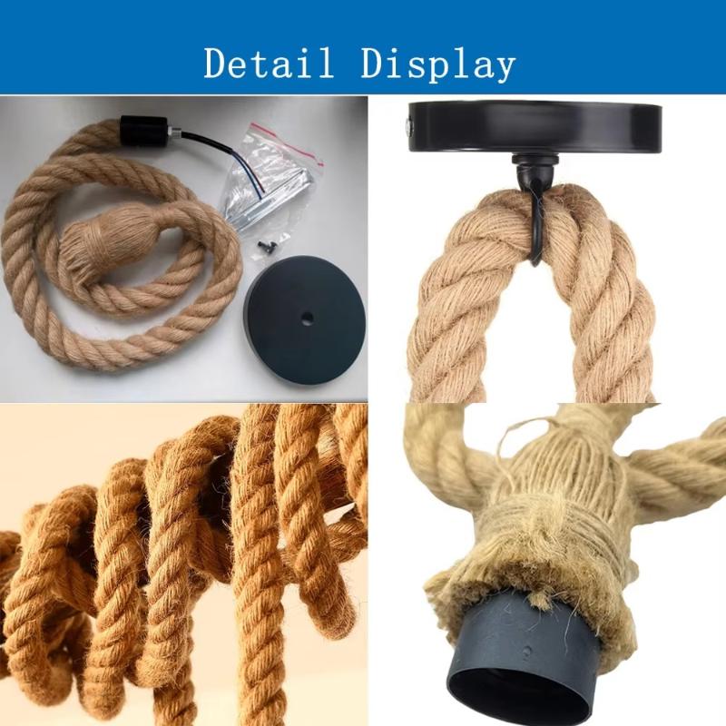 Industrial Vintage Hemp Rope Pendant Lights Attic Personality Indoor Lightings For Loft/Living Room/Bar Pendant Chandelier