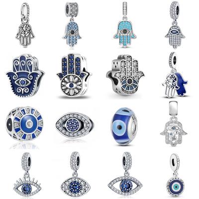 New 925 Silver Devil's Eye Guard Hand Colored Oil Drop Eye Charm for European Bracelets Jewelry Gifts