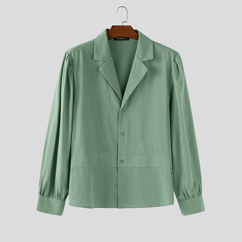 

INCERUN Oversiezd Men Casual Lapel Long Sleeve Buttons Up Shirts Tops 5XL