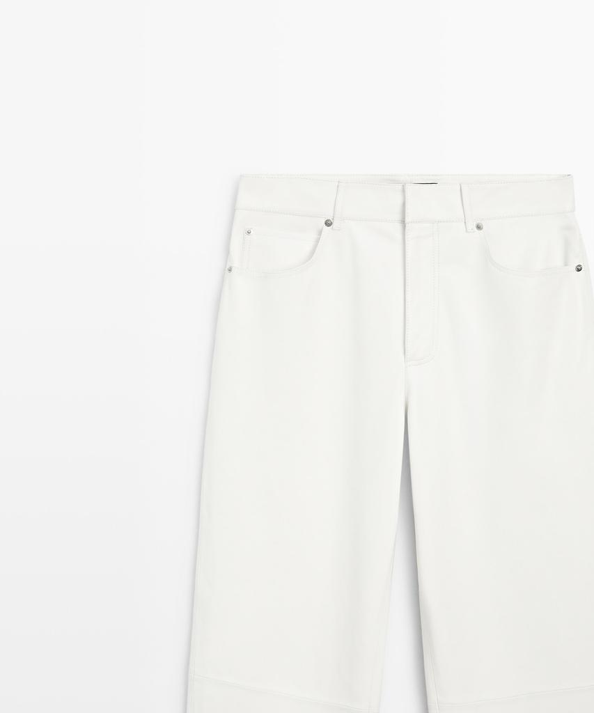 Masimodutti Straight Fit Leather Jeans