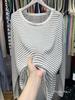 Relaxed Lightweight Summer Striped Knitwear: Women's Long Sleeve Loose Sun Protection Pullover Top