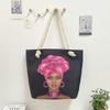 1pcs Stylish Multifunctional Tote Bag Large Capacity Beach Shopping Bag with Creative Print & Rope Durable