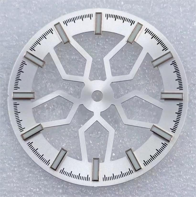 31.8MM Hollow Out Wheel Bone Green Luminous Dial Suitable For NH70 NH38 Mechanical Movement Watch Accessories